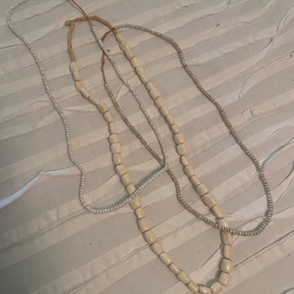 Set of 3 Cream Beaded Necklaces